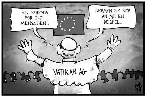 Cartoon: Papst bei der EU (medium) by Kostas Koufogiorgos tagged karikatur,koufogiorgos,illustration,cartoon,papst,eu,europa,rede,vatikan,ag,parlament,wirtschaft,religion,karikatur,koufogiorgos,illustration,cartoon,papst,eu,europa,rede,vatikan,ag,parlament,wirtschaft,religion