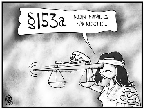 Cartoon: Paragraph 153a (medium) by Kostas Koufogiorgos tagged justiz,gericht,justitia,ecclestone,cartoon,illustration,koufogiorgos,karikatur,paragraph,privileg,reich,urteil,karikatur,koufogiorgos,illustration,cartoon,ecclestone,justitia,gericht,justiz,urteil,reich,privileg,paragraph