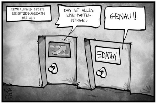 Cartoon: Partei-Intrigen (medium) by Kostas Koufogiorgos tagged karikatur,koufogiorgos,illustration,cartoon,afd,edathy,politiker,partei,intrige,verschwörung,politik,karikatur,koufogiorgos,illustration,cartoon,afd,edathy,politiker,partei,intrige,verschwörung,politik
