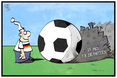 Cartoon: Parteienfinanzierung (medium) by Kostas Koufogiorgos tagged karikatur,koufogiorgos,illustration,cartoon,parteienfinanzierung,geld,schatten,fussball,michel,wm,ablenkung,verstecken,tarnung,steuern,politik,karikatur,koufogiorgos,illustration,cartoon,parteienfinanzierung,geld,schatten,fussball,michel,wm,ablenkung,verstecken,tarnung,steuern,politik