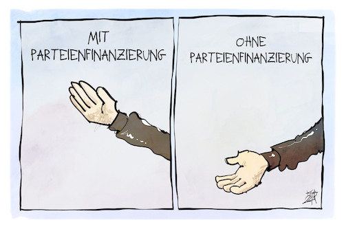 Cartoon: Parteienfinanzierung (medium) by Kostas Koufogiorgos tagged karikatur,koufogiorgos,parteieinfinanzierung,hitlergruss,geld,betteln,karikatur,koufogiorgos,parteieinfinanzierung,hitlergruss,geld,betteln