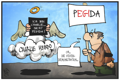 Cartoon: PEGIDA-NOPEGIDA (medium) by Kostas Koufogiorgos tagged karikatur,koufogiorgos,illustration,cartoon,dresden,pegida,demonstration,gegendemonstration,charlie,hebdo,wolke,opfer,jesuischarlie,karikatur,koufogiorgos,illustration,cartoon,dresden,pegida,demonstration,gegendemonstration,charlie,hebdo,wolke,opfer,jesuischarlie