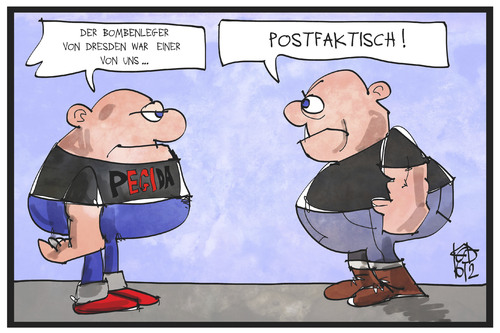 Cartoon: Pegida (medium) by Kostas Koufogiorgos tagged karikatur,koufogiorgos,illustration,cartoon,pegida,extremismus,postfaktisch,dresden,anschlag,bombe,wort,des,jahres,karikatur,koufogiorgos,illustration,cartoon,pegida,extremismus,postfaktisch,dresden,anschlag,bombe,wort,des,jahres