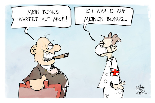 Cartoon: Pflegebonus (medium) by Kostas Koufogiorgos tagged karikatur,koufogiorgos,manager,bonus,arzt,pflege,gesundheitswesen,geld,beruf,karikatur,koufogiorgos,manager,bonus,arzt,pflege,gesundheitswesen,geld,beruf