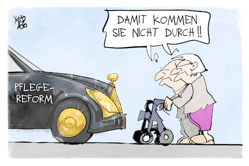Cartoon: Pflegereform (medium) by Kostas Koufogiorgos tagged karikatur,koufogiorgos,pflegereform,warken,protest,karikatur,koufogiorgos,pflegereform,warken,protest