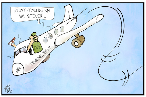 Cartoon: Pilot-Touristen (medium) by Kostas Koufogiorgos tagged karikatur,illustration,cartoon,koufogiorgos,pilot,touristen,flieger,ferien,urlaub,flugzeug,corona,tourismus,karikatur,illustration,cartoon,koufogiorgos,pilot,touristen,flieger,ferien,urlaub,flugzeug,corona,tourismus