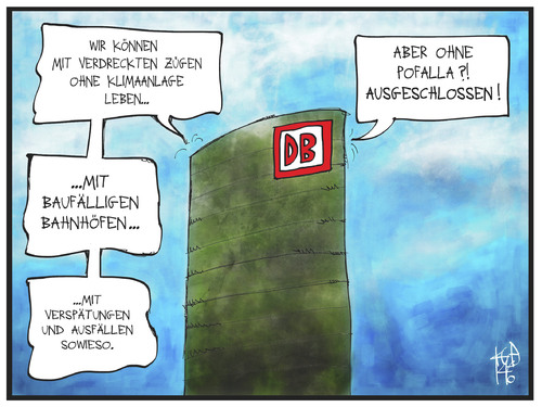 Cartoon: Pofalla (medium) by Kostas Koufogiorgos tagged karikatur,koufogiorgos,illustration,cartoon,pofalla,bahn,zug,aufsichtsrat,db,bahnhof,wirtschaft,politik,verspätung,infrastruktur,tower,karikatur,koufogiorgos,illustration,cartoon,pofalla,bahn,zug,aufsichtsrat,db,bahnhof,wirtschaft,politik,verspätung,infrastruktur,tower