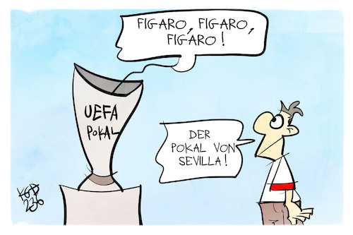 Cartoon: Pokal von Sevilla (medium) by Kostas Koufogiorgos tagged karikatur,koufogiorgos,pokal,sevilla,fußball,uefa,figaro,oper,mozart,musik,karikatur,koufogiorgos,pokal,sevilla,fußball,uefa,figaro,oper,mozart,musik