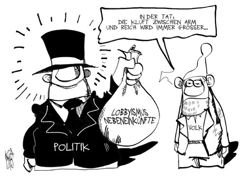 Cartoon: Politik und Lobbyismus (medium) by Kostas Koufogiorgos tagged politik,volk,arm,reich,armutsbericht,nebeneinkünfte,lobbyismus,politiker,michel,geld,karikatur,kostas,koufogiorgos,politik,volk,arm,reich,armutsbericht,nebeneinkünfte,lobbyismus,politiker,michel,geld,karikatur,kostas,koufogiorgos