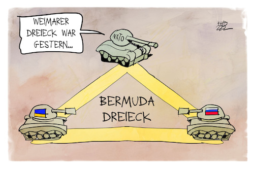 Cartoon: Politische Dreiecke (medium) by Kostas Koufogiorgos tagged karikatur,koufogiorgos,illustration,cartoon,weimar,dreieck,bermuda,panzer,nato,russland,ukraine,karikatur,koufogiorgos,illustration,cartoon,weimar,dreieck,bermuda,panzer,nato,russland,ukraine