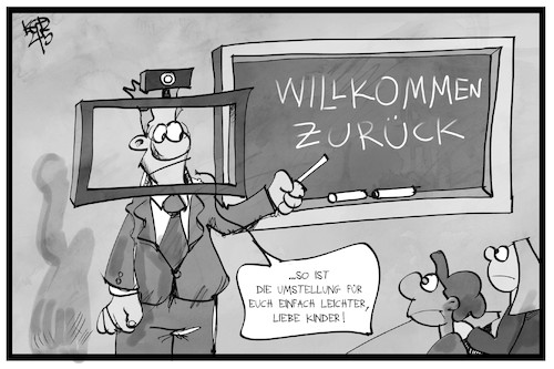 Cartoon: Präsenzunterricht (medium) by Kostas Koufogiorgos tagged karikatur,koufogiorgos,illustration,cartoon,schule,lehrer,bildschirm,eingewöhnung,bildung,schüler,karikatur,koufogiorgos,illustration,cartoon,schule,lehrer,bildschirm,eingewöhnung,bildung,schüler