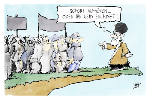 Cartoon: Proteste im Iran (medium) by Kostas Koufogiorgos tagged karikatur,koufogiorgos,iran,demonstration,abgrund,karikatur,koufogiorgos,iran,demonstration,abgrund