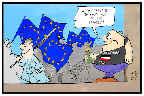 Cartoon: Pulse of Europe (medium) by Kostas Koufogiorgos tagged karikatur,koufogiorgos,illustration,cartoon,pulse,of,europe,neonazi,demonstration,bewegung,strasse,karikatur,koufogiorgos,illustration,cartoon,pulse,of,europe,neonazi,demonstration,bewegung,strasse