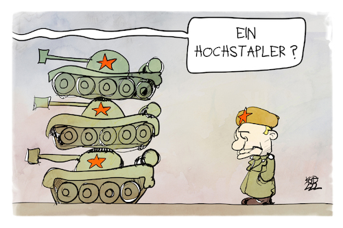 Cartoon: Putin (medium) by Kostas Koufogiorgos tagged karikatur,koufogiorgos,illustration,cartoon,putin,hochstapler,panzer,rüstung,russland,karikatur,koufogiorgos,illustration,cartoon,putin,hochstapler,panzer,rüstung,russland