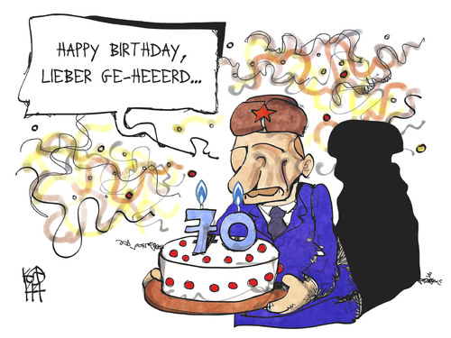 Cartoon: Putin gratuliert Schröder (medium) by Kostas Koufogiorgos tagged karikatur,koufogiorgos,illustration,cartoon,putin,schröder,geburtstag,torte,kuchen,politik,freunde,gazprom,russland,karikatur,koufogiorgos,illustration,cartoon,putin,schröder,geburtstag,torte,kuchen,politik,freunde,gazprom,russland