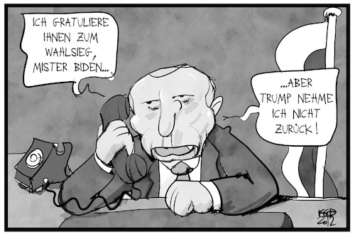 Cartoon: Putin und Trump (medium) by Kostas Koufogiorgos tagged karikatur,koufogiorgos,illustration,cartoon,putin,biden,trump,wahlsieg,demokratie,usa,präsident,gratulation,karikatur,koufogiorgos,illustration,cartoon,putin,biden,trump,wahlsieg,demokratie,usa,präsident,gratulation