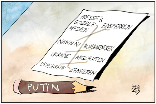 Cartoon: Putins Welt (medium) by Kostas Koufogiorgos tagged karikatur,koufogiorgos,putin,demokratie,nawalny,ukraine,krieg,pressefreiheit,social,media,karikatur,koufogiorgos,putin,demokratie,nawalny,ukraine,krieg,pressefreiheit,social,media