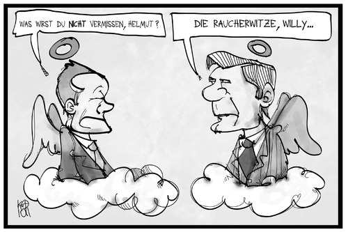 Cartoon: Raucherwitze (medium) by Kostas Koufogiorgos tagged karikatur,koufogiorgos,illustration,cartoon,helmut,schmidt,willy,brandt,himmel,paradies,rauchen,raucherwitz,engel,wolke,spd,karikatur,koufogiorgos,illustration,cartoon,helmut,schmidt,willy,brandt,himmel,paradies,rauchen,raucherwitz,engel,wolke,spd