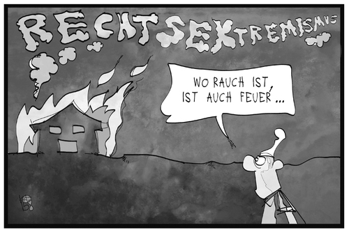 Cartoon: Rechtsextremismus (medium) by Kostas Koufogiorgos tagged karikatur,koufogiorgos,illustration,cartoon,rechtsextremismus,neonazi,jamel,feuer,rauch,michel,brandanschlag,terrorismus,karikatur,koufogiorgos,illustration,cartoon,rechtsextremismus,neonazi,jamel,feuer,rauch,michel,brandanschlag,terrorismus