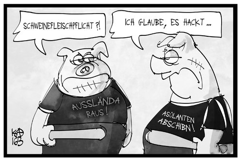 Cartoon: Rechtsextremismus (medium) by Kostas Koufogiorgos tagged karikatur,koufogiorgos,illustration,cartoon,schweinefleischpflicht,schwein,rechtsextremismus,terrorismus,fremdenfeindlichkeit,karikatur,koufogiorgos,illustration,cartoon,schweinefleischpflicht,schwein,rechtsextremismus,terrorismus,fremdenfeindlichkeit