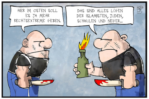 Cartoon: Rechtsextremismus (medium) by Kostas Koufogiorgos tagged karikatur,koufogiorgos,illustration,cartoon,rechtsextremismus,ostdeutschland,neonazi,terrorismus,studie,gewalt,fremdenfeindlichkeit,gesellschaft,karikatur,koufogiorgos,illustration,cartoon,rechtsextremismus,ostdeutschland,neonazi,terrorismus,studie,gewalt,fremdenfeindlichkeit,gesellschaft