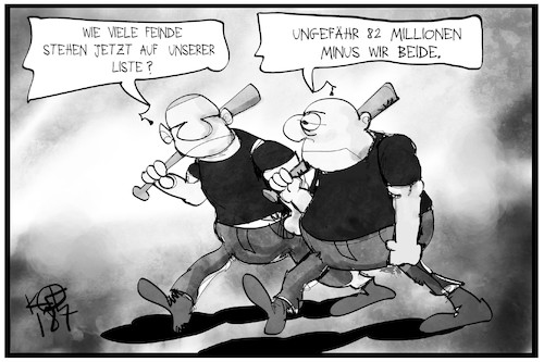 Cartoon: Rechtsextremismus (medium) by Kostas Koufogiorgos tagged karikatur,koufogiorgos,illustration,cartoon,rechtsextremismus,feind,neonazi,szene,feindesliste,karikatur,koufogiorgos,illustration,cartoon,rechtsextremismus,feind,neonazi,szene,feindesliste