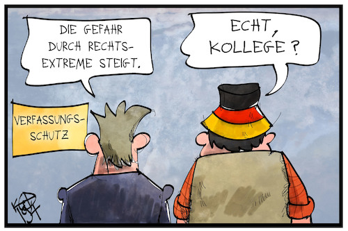 Cartoon: Rechtsextremismus (medium) by Kostas Koufogiorgos tagged karikatur,koufogiorgos,illustration,cartoon,rechtsextremismus,verfassungsschutz,terrorismus,bericht,karikatur,koufogiorgos,illustration,cartoon,rechtsextremismus,verfassungsschutz,terrorismus,bericht