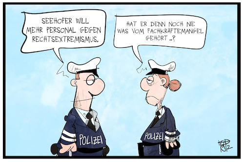 Cartoon: Rechtsextremismus (medium) by Kostas Koufogiorgos tagged karikatur,koufogiorgos,illustration,cartoon,rechtsextremismus,personal,polizei,polizist,fachkräftemangel,karikatur,koufogiorgos,illustration,cartoon,rechtsextremismus,personal,polizei,polizist,fachkräftemangel