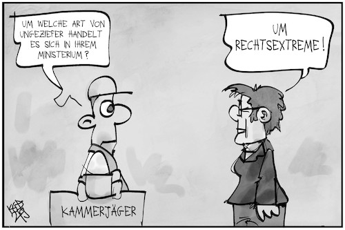 Cartoon: Rechtsextremismus (medium) by Kostas Koufogiorgos tagged karikatur,koufogiorgos,illustration,cartoon,kramp,karrenbauer,akk,kammerjäger,karikatur,koufogiorgos,illustration,cartoon,kramp,karrenbauer,akk,kammerjäger