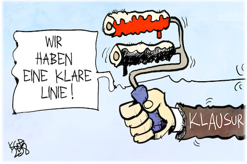 Cartoon: Regierungsklausur (medium) by Kostas Koufogiorgos tagged karikatur,koufogiorgos,regierung,klausur,farbe,linie,rot,schwarz,karikatur,koufogiorgos,regierung,klausur,farbe,linie,rot,schwarz