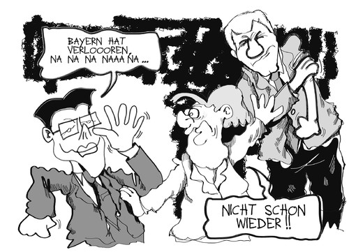 Cartoon: Regierungskoalition (medium) by Kostas Koufogiorgos tagged regierung,koalition,merkel,rösler,seehofer,cdu,csu,fdp,partei,virsitzender,bayern,münchen,fussball,streit,politik,karikatur,kostas,koufogiorgos,regierung,koalition,merkel,rösler,seehofer