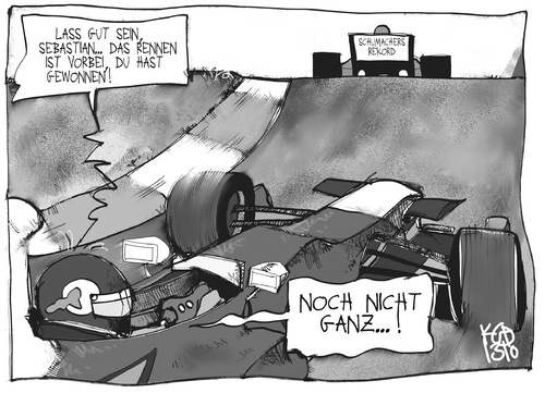 Cartoon: Rekordjäger Vettel (medium) by Kostas Koufogiorgos tagged vettel,formel,motorsport,schumacher,auto,rennen,karikatur,sport,koufogiorgos,vettel,formel,motorsport,schumacher,auto,rennen,karikatur,sport,koufogiorgos