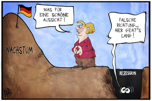 Cartoon: Rezession (medium) by Kostas Koufogiorgos tagged karikatur,koufogiorgos,illustration,cartoon,wachstum,rezession,merkel,landschaft,aussicht,berg,tal,deutschland,wirtschaft,politik,karikatur,koufogiorgos,illustration,cartoon,wachstum,rezession,merkel,landschaft,aussicht,berg,tal,deutschland,wirtschaft,politik