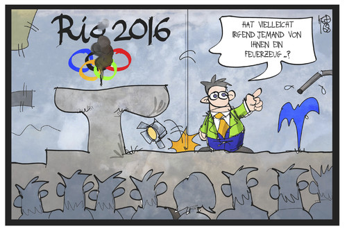 Cartoon: Rio 2016 (medium) by Kostas Koufogiorgos tagged karikatur,koufogiorgos,illustration,cartoon,rio,olympia,olympische,spiele,panne,feuer,feuerzeug,sport,eröffnung,feier,karikatur,koufogiorgos,illustration,cartoon,rio,olympia,olympische,spiele,panne,feuer,feuerzeug,sport,eröffnung,feier