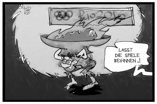 Cartoon: RIo 2016 (medium) by Kostas Koufogiorgos tagged karikatur,koufogiorgos,illustration,cartoon,olympia,rio,olympische,spiele,feuer,bürger,armut,rücken,last,sport,geld,wirtschaft,karikatur,koufogiorgos,illustration,cartoon,olympia,rio,olympische,spiele,feuer,bürger,armut,rücken,last,sport,geld,wirtschaft