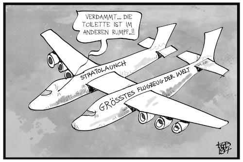 Cartoon: Roc Stratolaunch (medium) by Kostas Koufogiorgos tagged karikatur,koufogiorgos,illustration,cartoon,stratolaunch,flugzeug,verkehrsmittel,cargo,roc,fliegen,luftfahrt,karikatur,koufogiorgos,illustration,cartoon,stratolaunch,flugzeug,verkehrsmittel,cargo,roc,fliegen,luftfahrt