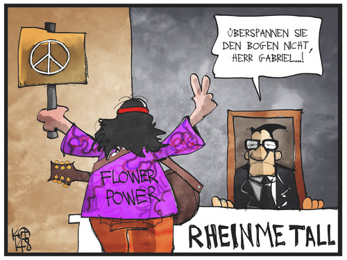 Cartoon: Rüstungsexporte (medium) by Kostas Koufogiorgos tagged karikatur,koufogiorgos,illustration,cartoon,rheinmetall,rüstung,rüstungsindustrie,gabriel,hippie,frieden,krieg,peace,manager,wirtschaftsminister,wirtschaft,politik,karikatur,koufogiorgos,illustration,cartoon,rheinmetall,rüstung,rüstungsindustrie,gabriel,hippie,frieden,krieg,peace,manager,wirtschaftsminister,wirtschaft,politik