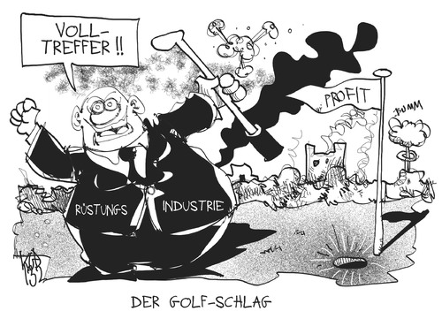 Cartoon: Rüstungsindustrie (medium) by Kostas Koufogiorgos tagged rüstungsindustrie,waffen,lobby,golf,arabien,panzer,wirtschaft,geschäft,karikatur,kostas,koufogiorgos,rüstungsindustrie,waffen,lobby,golf,arabien,panzer,wirtschaft,geschäft,karikatur,kostas,koufogiorgos