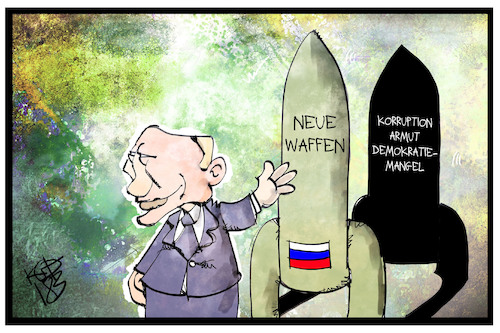 Cartoon: Russische Waffen (medium) by Kostas Koufogiorgos tagged karikatur,koufogiorgos,illustration,cartoon,waffen,atomwaffen,nuklear,russland,putin,armut,demokratie,korruption,präsident,arsenal,karikatur,koufogiorgos,illustration,cartoon,waffen,atomwaffen,nuklear,russland,putin,armut,demokratie,korruption,präsident,arsenal