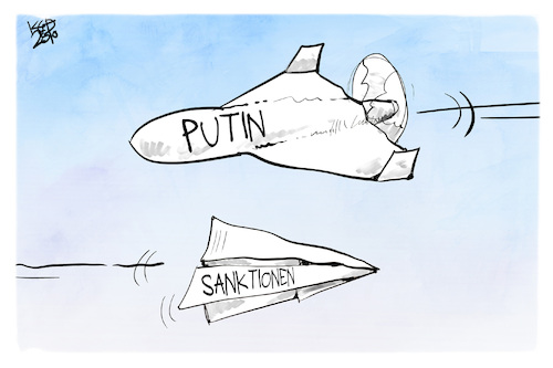 Cartoon: Sanktionen (medium) by Kostas Koufogiorgos tagged karikatur,koufogiorgos,sanktionen,putin,russland,papierflugzeug,karikatur,koufogiorgos,sanktionen,putin,russland,papierflugzeug