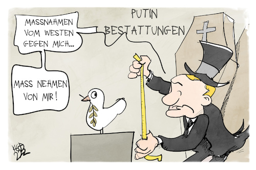 Cartoon: Sanktionen gegen Russland (medium) by Kostas Koufogiorgos tagged karikatur,koufogiorgos,putin,russland,sanktionen,maßnahmen,maß,ausmessen,sarg,friedenstaube,krieg,konflikt,karikatur,koufogiorgos,putin,russland,sanktionen,maßnahmen,maß,ausmessen,sarg,friedenstaube,krieg,konflikt