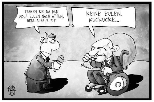 Cartoon: Schäuble privatisiert (medium) by Kostas Koufogiorgos tagged karikatur,koufogiorgos,illustration,cartoon,schäuble,eulen,kuckuck,vogel,privatisierung,griechenland,schuldenkrise,politik,reporter,presse,medien,karikatur,koufogiorgos,illustration,cartoon,schäuble,eulen,kuckuck,vogel,privatisierung,griechenland,schuldenkrise,politik,reporter,presse,medien