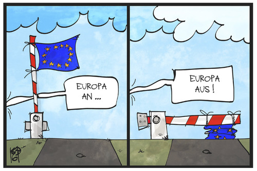 Schlagbaum unten- Europa aus Schlagbaum unten- Europa aus