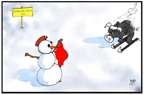 Cartoon: Schnee in Spanien (medium) by Kostas Koufogiorgos tagged karikatur,koufogiorgos,illustration,cartoon,schnee,spanien,stierkampf,schneemann,torrero,wetter,winter,karikatur,koufogiorgos,illustration,cartoon,schnee,spanien,stierkampf,schneemann,torrero,wetter,winter