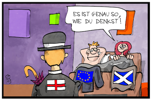 Cartoon: Schottland und die EU (medium) by Kostas Koufogiorgos tagged karikatur,koufogiorgos,illustration,cartoon,schottland,eu,europa,grossbritannien,uk,mann,frau,betrogen,europäische,union,referendum,ehe,seitensprung,karikatur,koufogiorgos,illustration,cartoon,schottland,eu,europa,grossbritannien,uk,mann,frau,betrogen,europäische,union,referendum,ehe,seitensprung