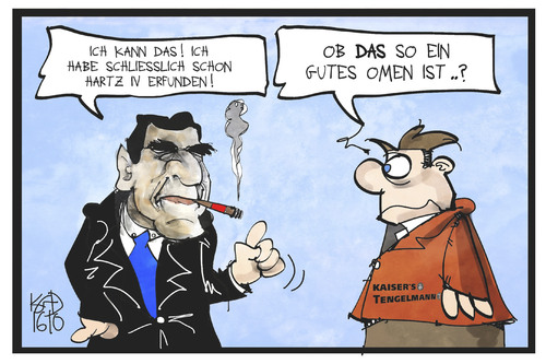 Cartoon: Schröder schlichtet (medium) by Kostas Koufogiorgos tagged karikatur,koufogiorgos,illustration,cartoon,schroeder,kaisers,tengelmann,hartz,kompetenz,omen,bundeskanzler,schlichter,schlichtung,karikatur,koufogiorgos,illustration,cartoon,schroeder,kaisers,tengelmann,hartz,kompetenz,omen,bundeskanzler,schlichter,schlichtung