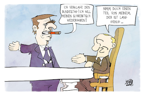 Cartoon: Schröders Büro (medium) by Kostas Koufogiorgos tagged karikatur,koufogiorgos,schröder,büro,putin,tisch,karikatur,koufogiorgos,schröder,büro,putin,tisch