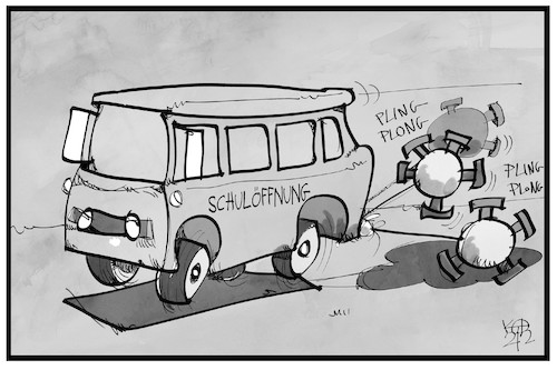 Cartoon: Schulöffnung (medium) by Kostas Koufogiorgos tagged karikatur,koufogiorgos,illustration,cartoon,schule,schulöffnung,corona,pandemie,virus,schulbus,lockerung,präsenzunterricht,karikatur,koufogiorgos,illustration,cartoon,schule,schulöffnung,corona,pandemie,virus,schulbus,lockerung,präsenzunterricht