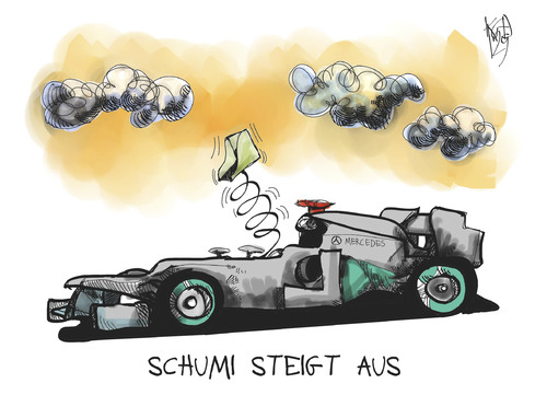 Cartoon: Schumi steigt aus (medium) by Kostas Koufogiorgos tagged michael,schumacher,formel,rennsport,motorsport,auto,sport,karriere,ende,karikatur,kostas,koufogiorgos,michael,schumacher,formel,rennsport,motorsport,auto,sport,karriere,ende,karikatur,kostas,koufogiorgos