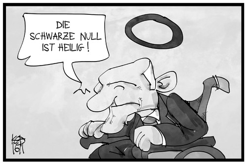 Cartoon: Schwarze Null (medium) by Kostas Koufogiorgos tagged karikatur,koufogiorgos,illustration,cartoon,schwarze,null,schäuble,finanzminister,heiligenschein,gloriole,haushalt,finanzen,politik,karikatur,koufogiorgos,illustration,cartoon,schwarze,null,schäuble,finanzminister,heiligenschein,gloriole,haushalt,finanzen,politik